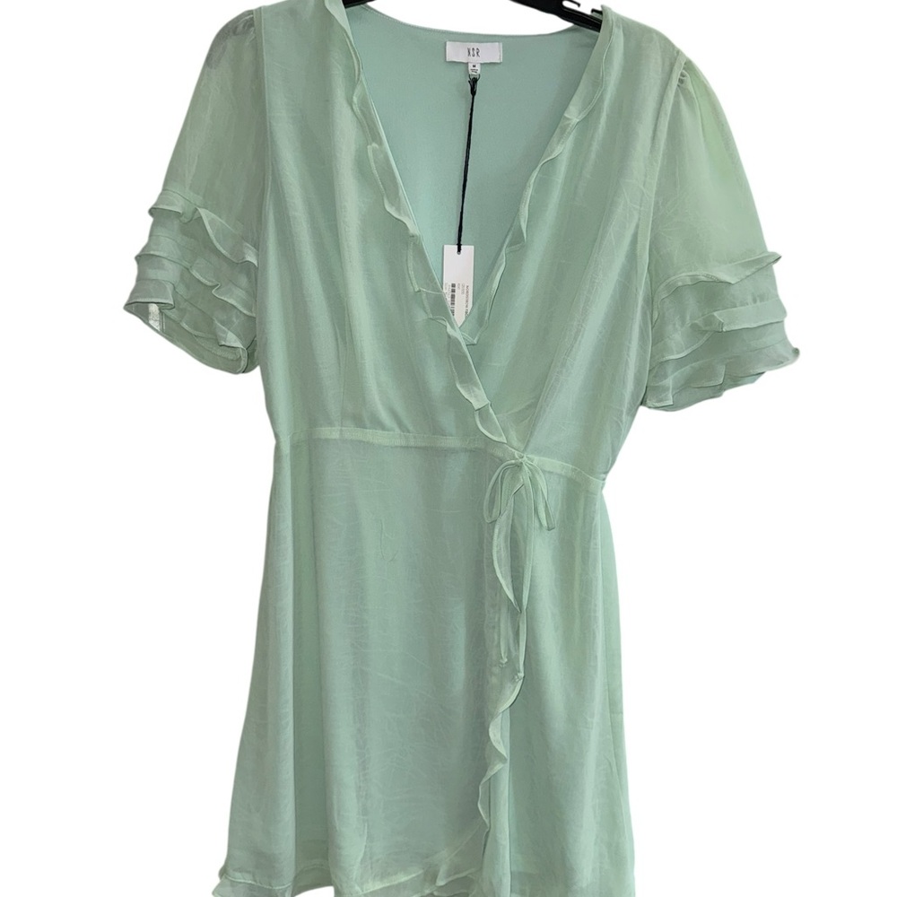NSR Mint Green Ruffle Detail Dress Size Medium nwt